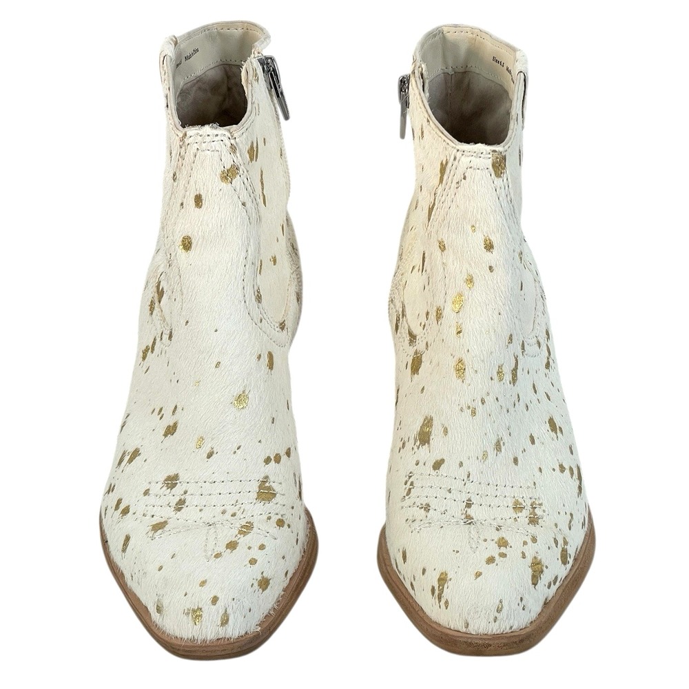 Dolce Vita womens 6.5 Silma western cow fur gold splater ankle boots - Picture 2 of 7